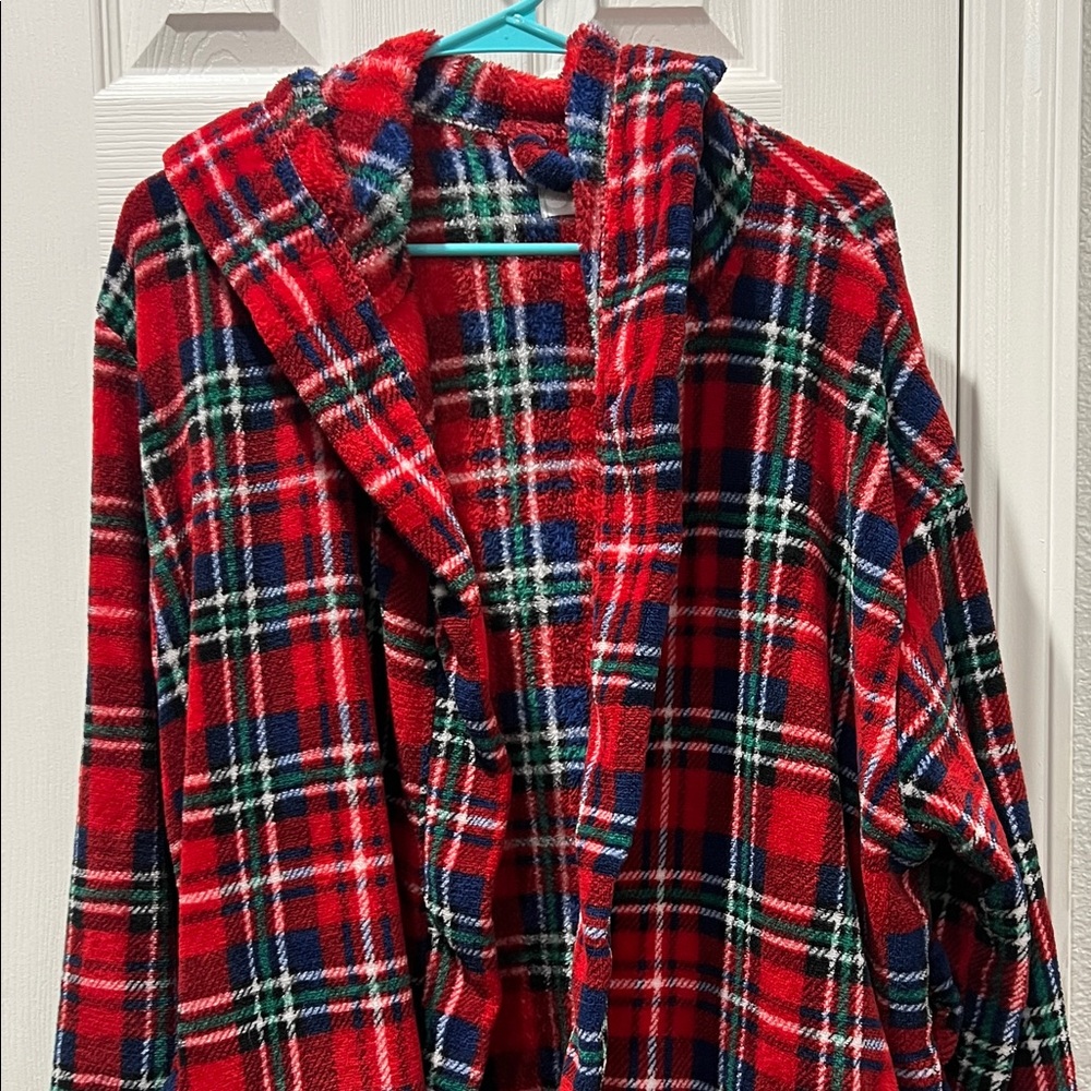 Red Plaid Hooded Robe